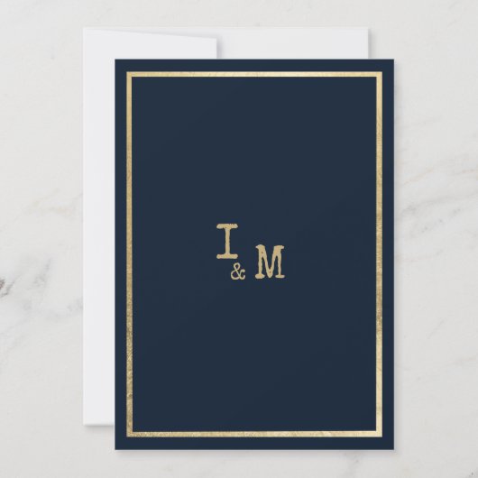 Invitation Police de machine à écrire en or bleu marine Enreg (Dos)