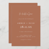 Invitation Police de script Bloc de couleur de cuivre Mariage (Devant / Derrière)