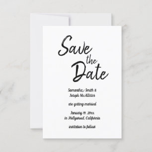 Invitation Police de style marqueur manuscrit Noir et Blanc