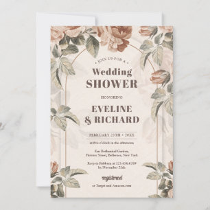 Invitation Police en gras boho arche rose vintage sauge vert