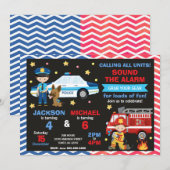 Invitation Police & Firefighter Joint Birthday (Devant / Derrière)