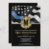 Invitation Police Graduation Law Enforcement Monogram Initial (Devant / Derrière)