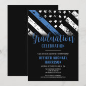 Invitation Police Graduation Party Blue Line Police Enforceme (Devant / Derrière)