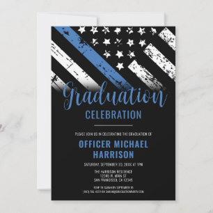 Invitation Police Graduation Party Blue Line Police Enforceme