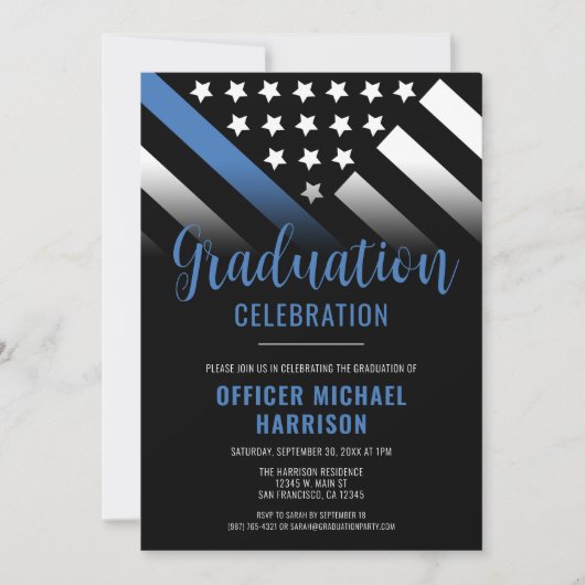 Invitation Police Graduation Party Blue Line Police Enforceme (Devant)