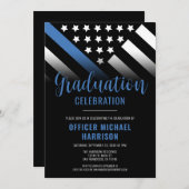 Invitation Police Graduation Party Blue Line Police Enforceme (Devant / Derrière)