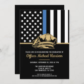 Invitation Police Graduation Party Blue Line Police Enforceme (Devant / Derrière)