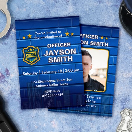 Invitation Police Graduation Party with Photo