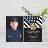 Invitation Police Ligne Bleue Mince Drapeau Photo Retrait (Debout devant)
