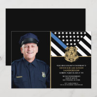 Police Ligne Bleue Mince Drapeau Photo Retrait