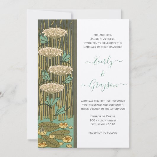 Invitation Police noire Dragonfly Art nouveau RGB HexCode 4C5 (Devant)