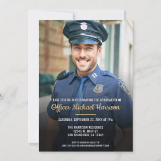 Invitation Police Officer Law Enforcement Photo Graduation