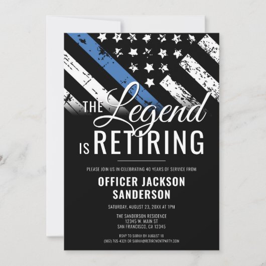 Invitation Police Officer Retirement Party Law Enforcement (Devant)