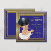 Invitation Police Officier Baby Girl Douche (Devant / Derrière)