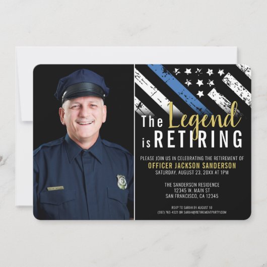 Invitation Police Police Agent de police retraite Photo (Devant)
