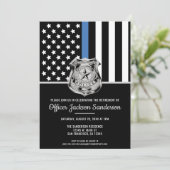 Invitation Police Retraite Ligne bleue Drapeau Application de (Debout devant)