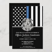 Invitation Police Retraite Ligne bleue Drapeau Application de (Devant / Derrière)