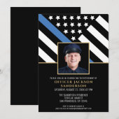 Invitation Police Retraite Ligne bleue Police Application de  (Devant / Derrière)