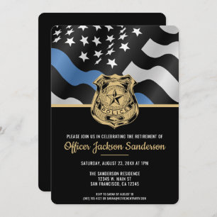 Invitation Police Retraite Party Blue Line Police Enforcement