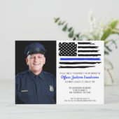 Invitation Police Retraite Party Mince ligne bleue (Debout devant)