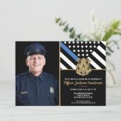 Invitation Police Retraite Party Mince ligne bleue (Debout devant)