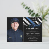 Invitation Police Retraite Party Mince ligne bleue (Debout devant)