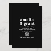 Invitation Police rétro noir QR Code moderne Mariage (Devant / Derrière)