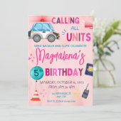 Invitation Police rose fille fête d'anniversaire (Debout devant)