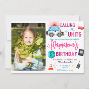 Invitation Police rose fille fête d'anniversaire