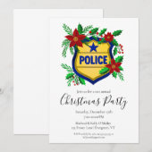 Invitation Police Shield with Poinsettia Merry Christmas (Devant / Derrière)