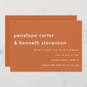 Invitation Police simple moderne Boho Burning Orange Mariage (Devant / Derrière)