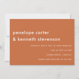 Invitation Police simple moderne Boho Burning Orange Mariage