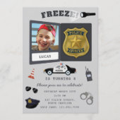 Invitation Police Themed Policeman Cop Badge Photo Birthday (Devant)