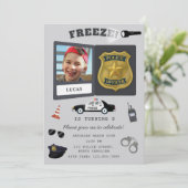 Invitation Police Themed Policeman Cop Badge Photo Birthday (Debout devant)