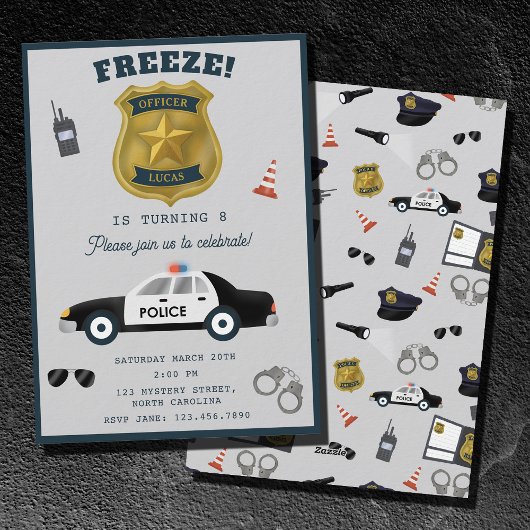 Invitation Police Themed Policeman Cop Birthday Party