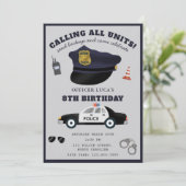 Invitation Police Themed Policeman Cop Birthday Party (Debout devant)