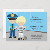 Invitation Policier mignon (Devant / Derrière)