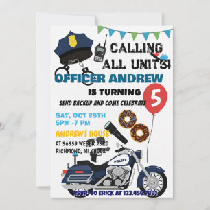 Invitation Policier personnel Fête d'anniversaire de cop pour
