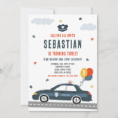 Invitation Policier Policeman Cop Car Anniversaire (Devant)