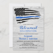Invitation Policier Rustique Mince Ligne Bleue Retraite (Devant)