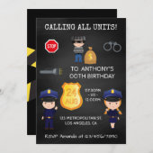 Invitation Policiers et robots Tableau de bord d'anniversaire (Devant / Derrière)