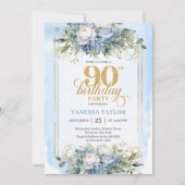 Invitation Polished dusty blue gold palette 90th birthday  (Devant)