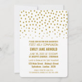 Invitation Polka d'or, première communion sainte (Devant)