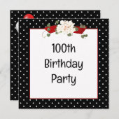 Invitation Polka Dot 100e fête d'anniversaire (Devant / Derrière)