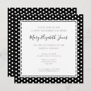Invitation Polka Dot 30e Anniversaire Party Moderne Basic