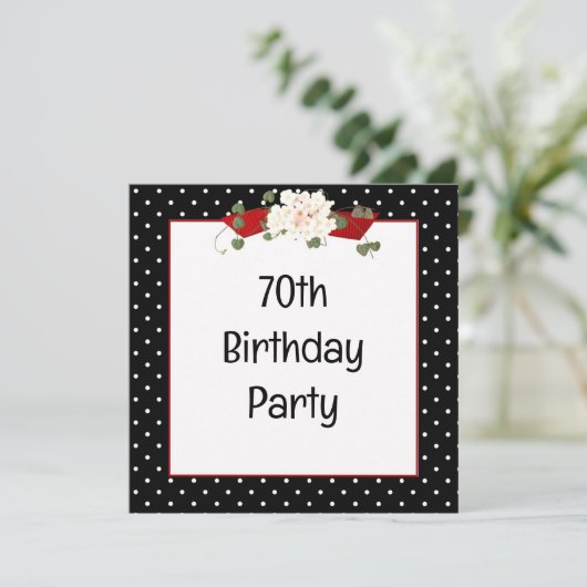 Invitation Polka Dot 70e fête d'anniversaire (Debout devant)