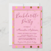 Invitation Polka Dot Bachelorette Pink et Gold Foil (Devant)
