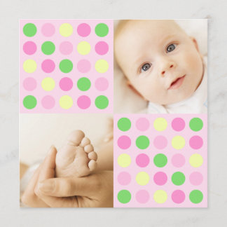 Invitation Polka Dot Carré rose