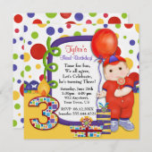 Invitation Polka Dot Circus Troisième anniversaire (Devant / Derrière)