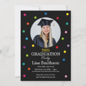 Invitation Polka Dot Graduation Confetti Colorful Party (Devant)